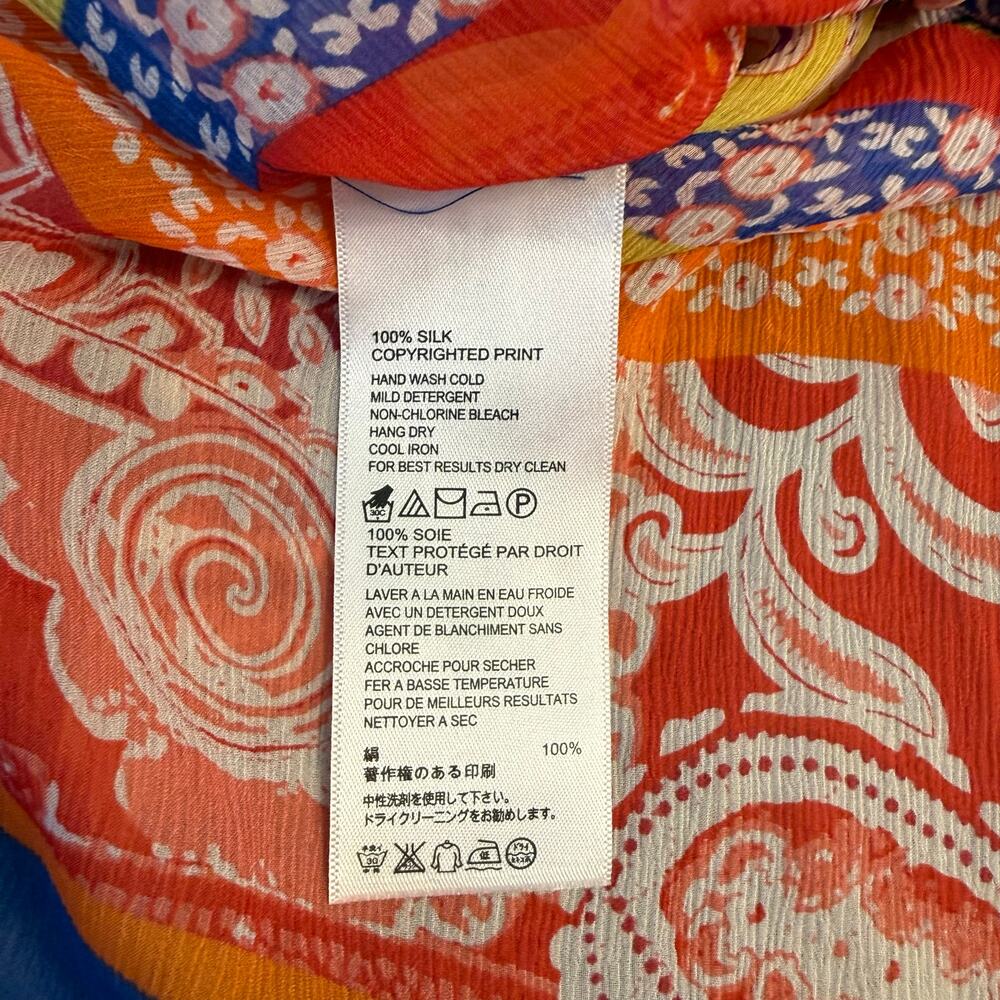 Tommy Bahama 100% Silk Blouse Paisley Sheer Colorful Beach Resort Women’s Medium - Picture 6 of 8